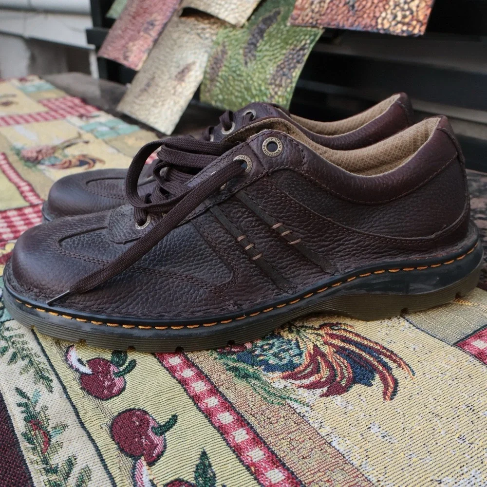 Vintage Dr. Martens DAWES Shoes Men Size 11 Oxford Brown Leather Lace Up Chunky